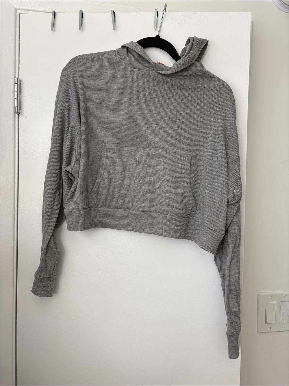 Wishful Thinking Heather Gray Cropped Hoodie